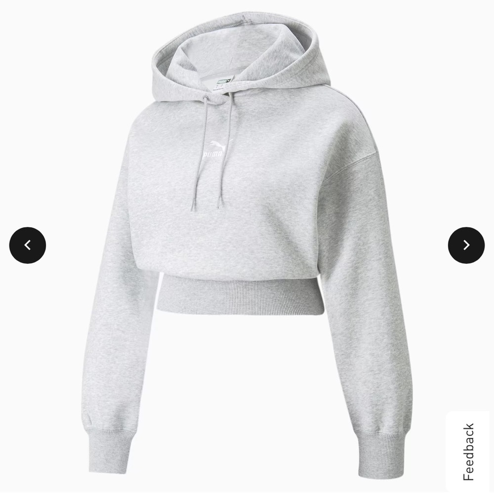 Puma Grey Crop Hoodie Sweatshirts